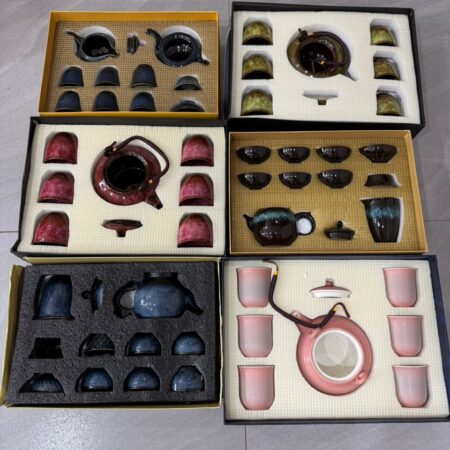 Coffret Cadeau de Service Ć ThĆ© Artisanal - CĆ©ramique ĆmaillĆ©e RĆ©active